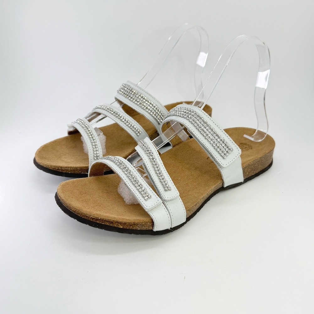 Vionic Afton White Rhinestone Sandals Adjustable Straps Comfort Womens 10 Party - Picture 3 of 15